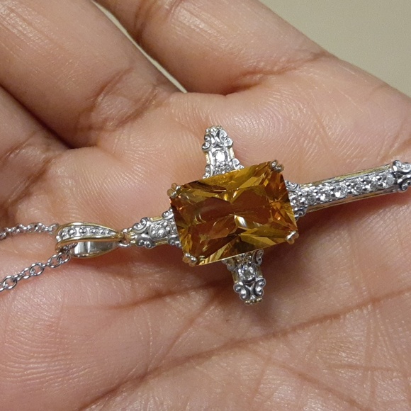 925 Genuine Fire Citrine and Untreated White Zircons.PRICE IS FIRM. - Picture 16 of 17